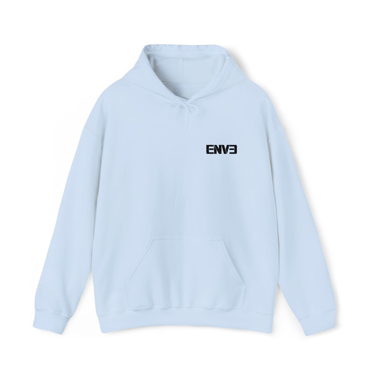 ENVE Black Logo Hoodie – Small Chest Graphic, Clean Streetwear Pullover Printify