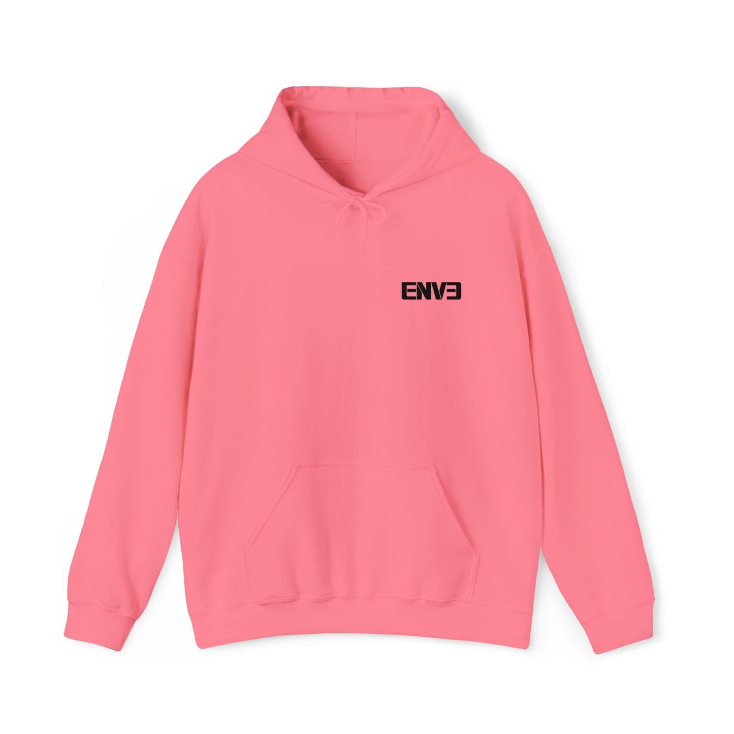 ENVE Black Logo Hoodie – Small Chest Graphic, Clean Streetwear Pullover Printify