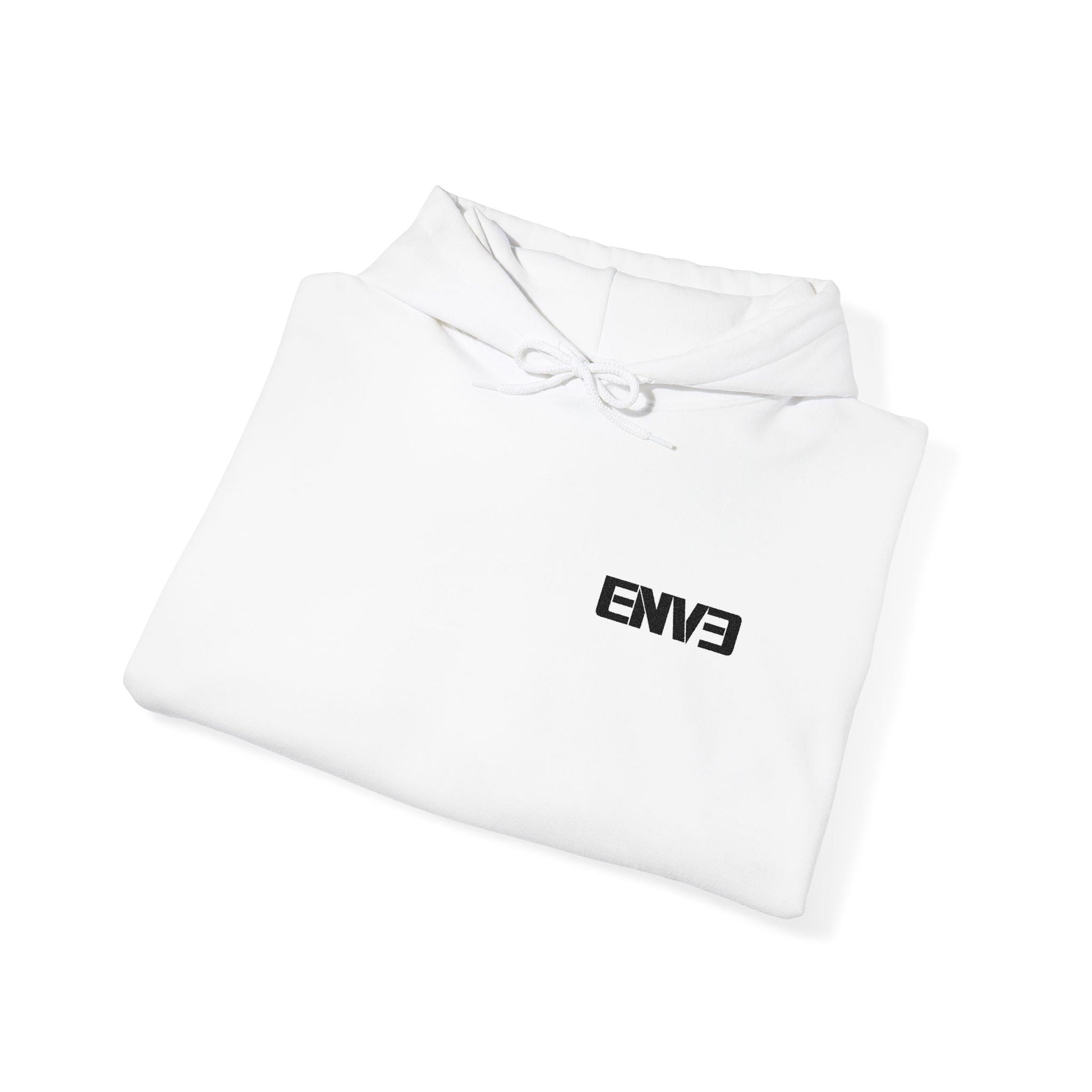 ENVE Black Logo Hoodie – Small Chest Graphic, Clean Streetwear Pullover Printify