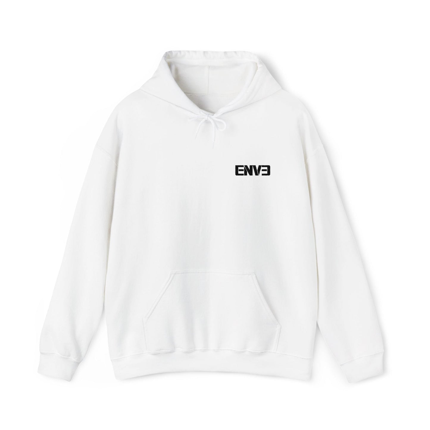 ENVE Black Logo Hoodie – Small Chest Graphic, Clean Streetwear Pullover Printify