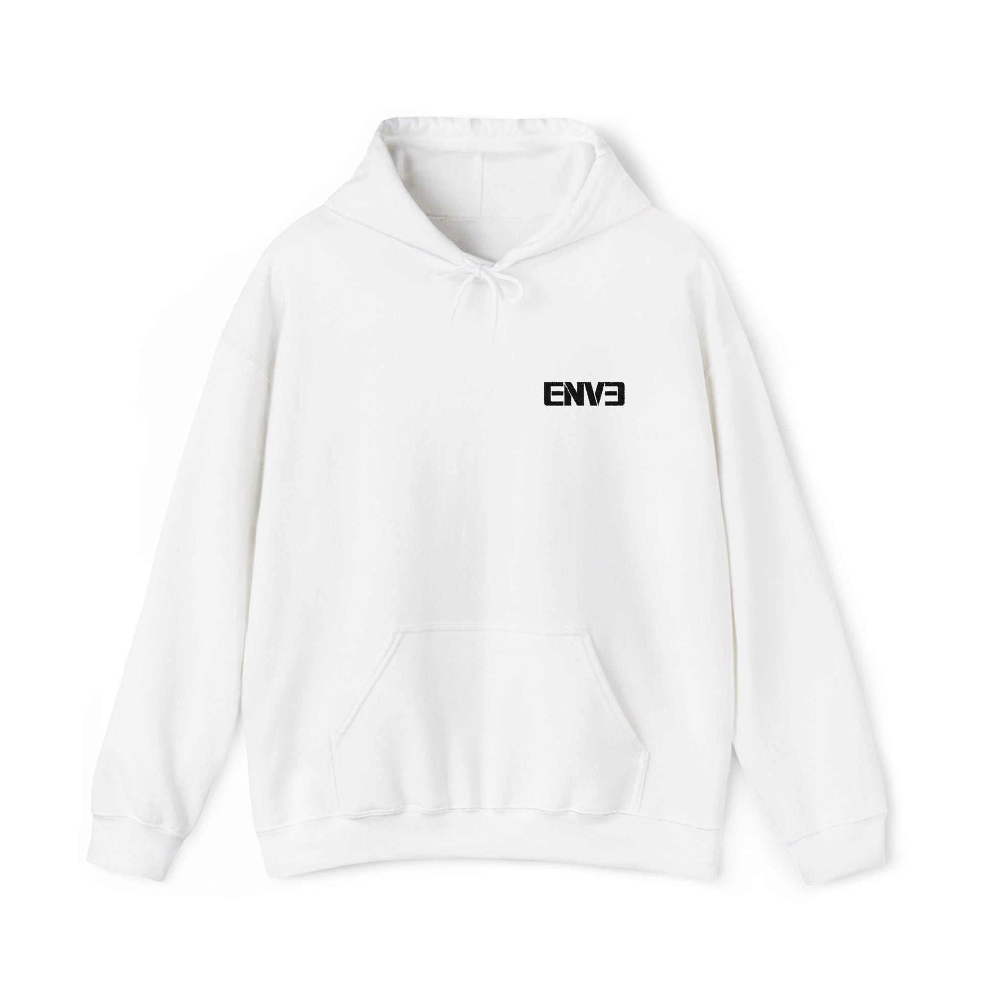 ENVE Black Logo Hoodie – Small Chest Graphic, Clean Streetwear Pullover Printify