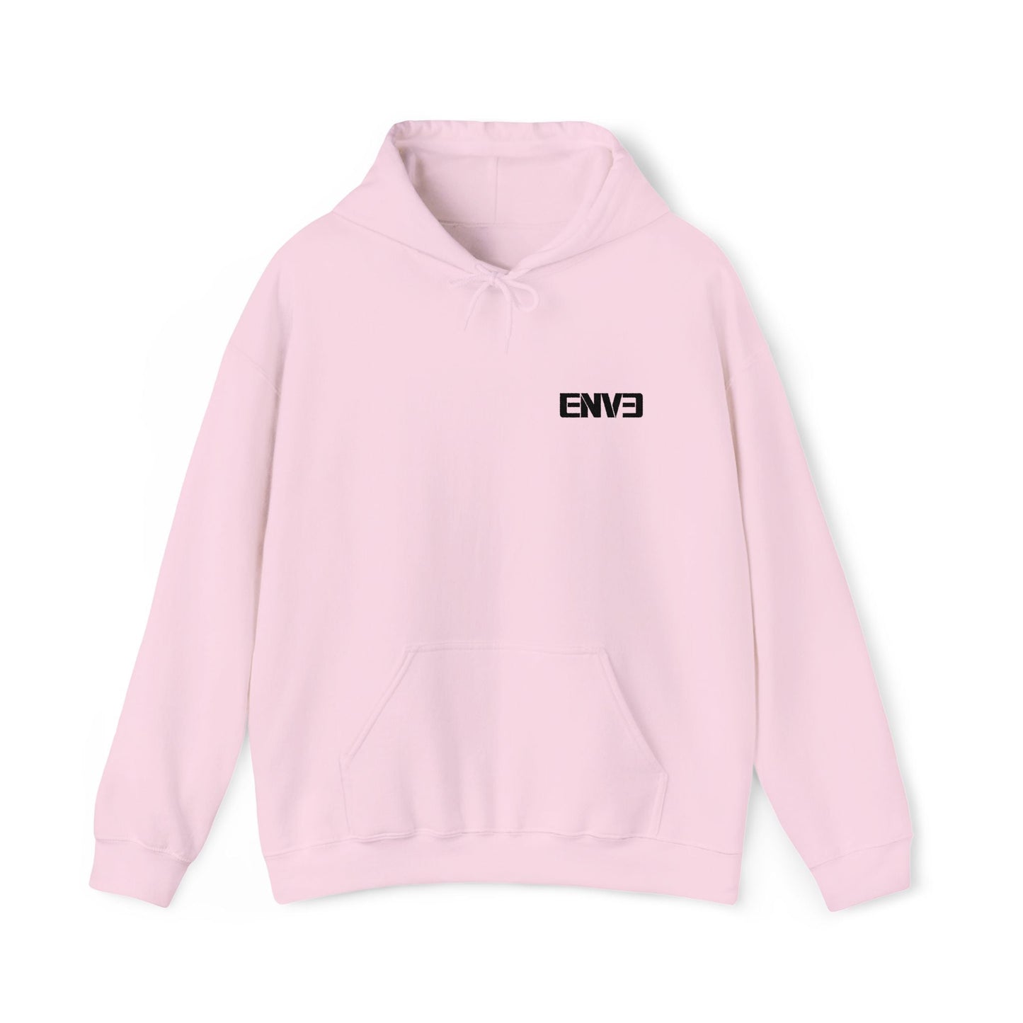ENVE Black Logo Hoodie – Small Chest Graphic, Clean Streetwear Pullover Printify